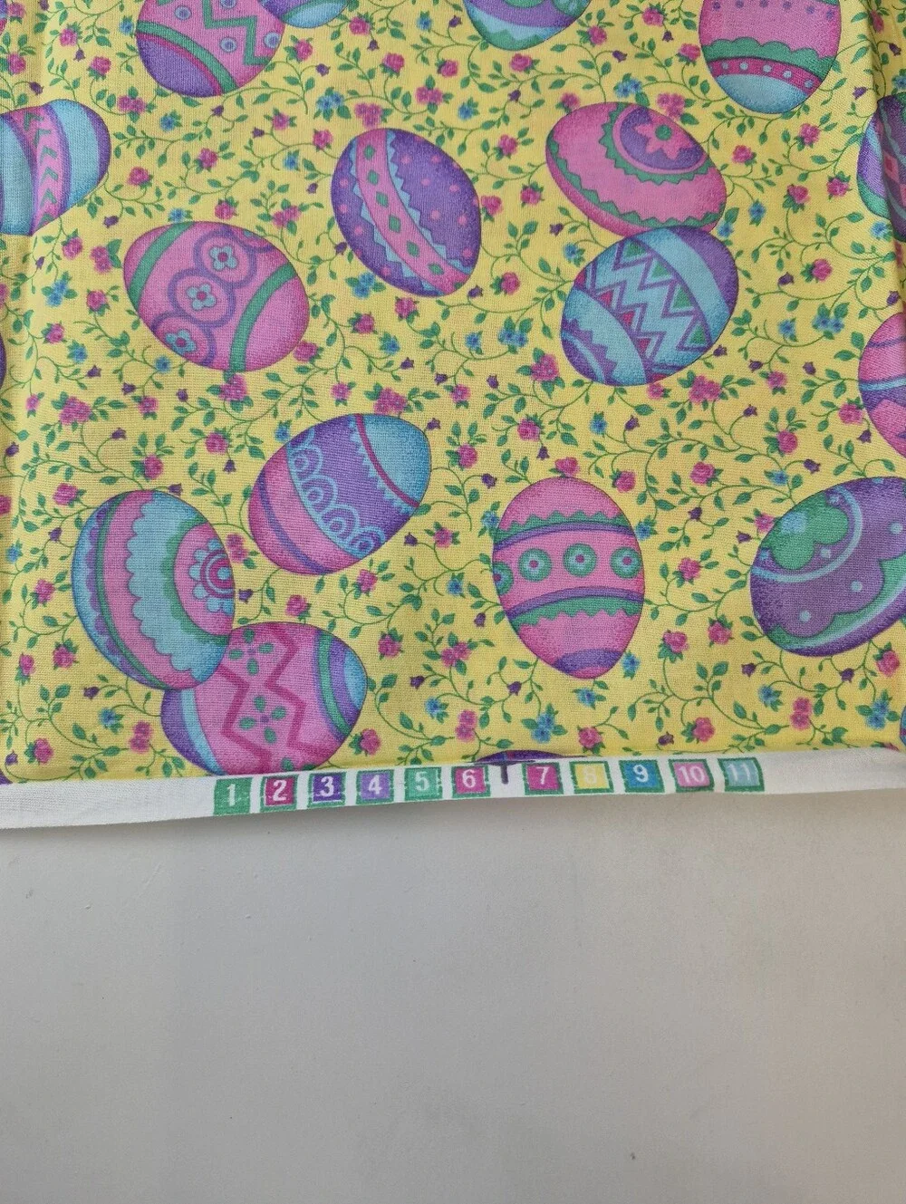Easter Egg Yellow Floral Fabric 32x44” Spring Craft Material